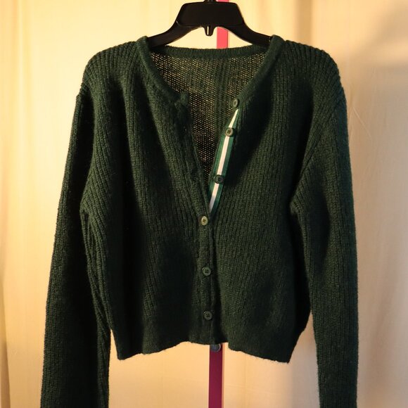 Cider Sweaters - Cider - Button Up Cardigan - Forrest Green - XL (Fits Large) Crop